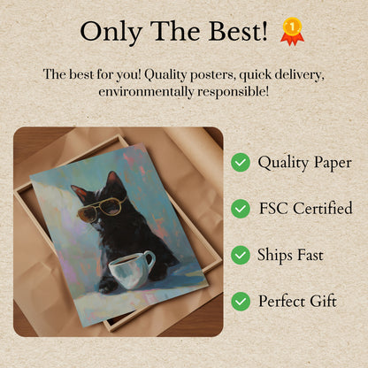 Pôster de Café da Manhã do Gato Legal