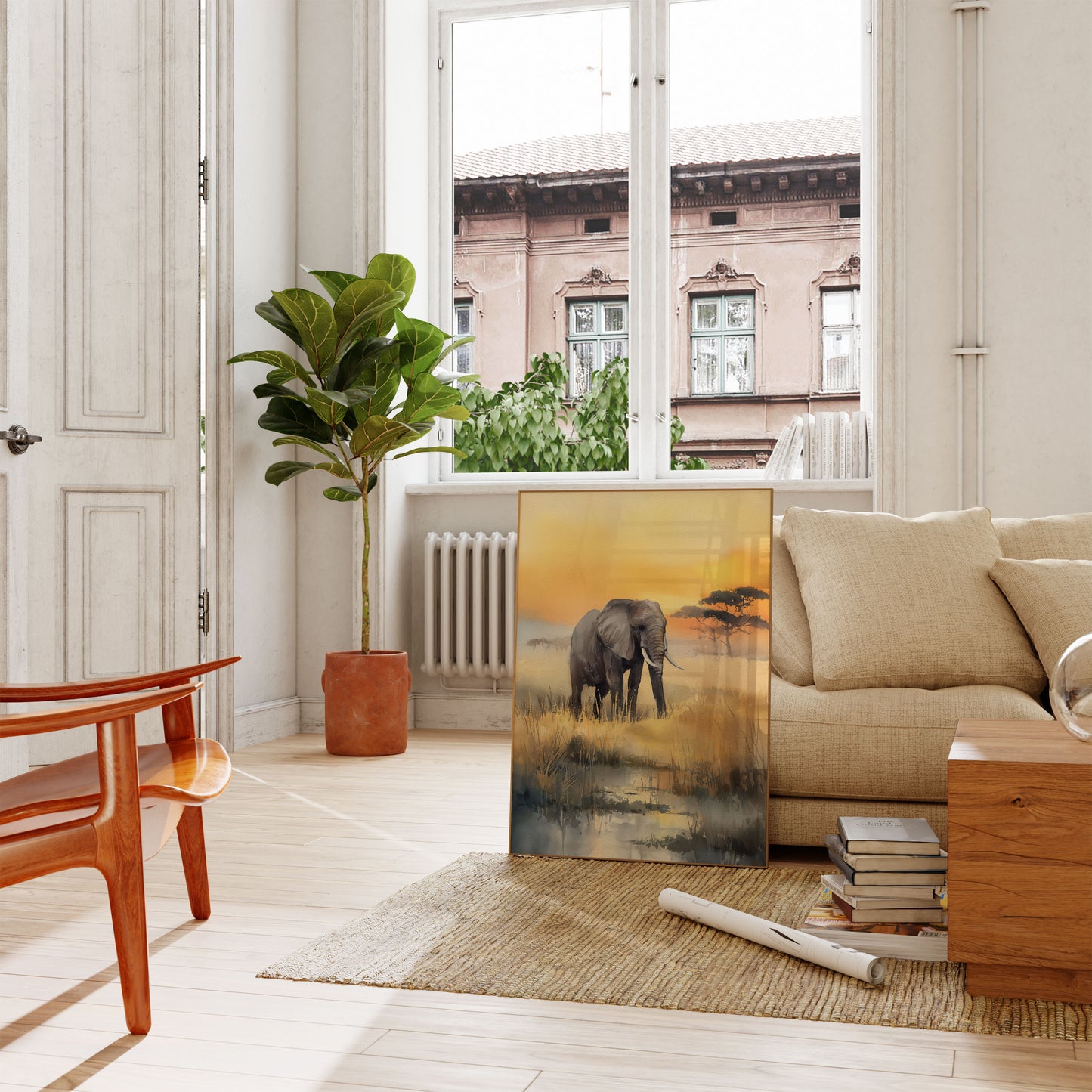 Majestic Elephant Savanna Sunset Poster