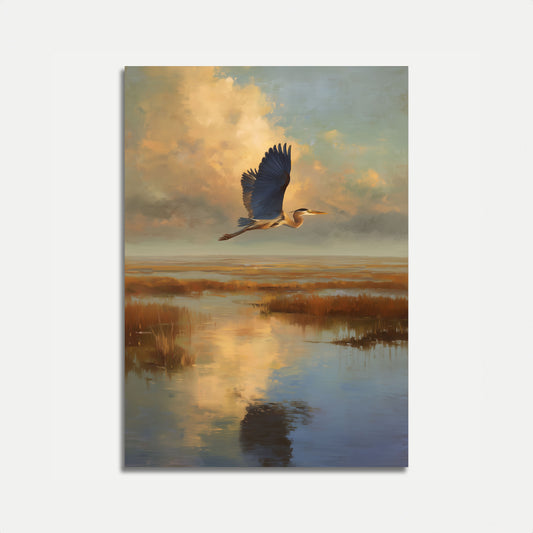 Póster de Vuelo de la Garza Azul Grande
