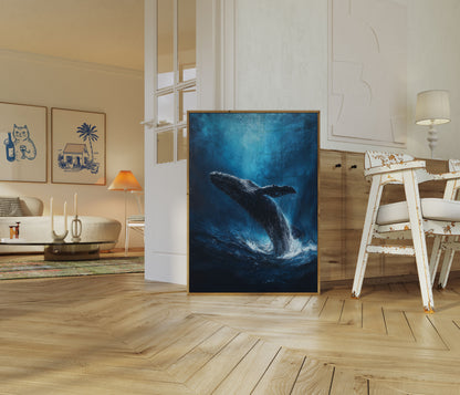 Humpback Whale Breaching Ocean Poster
