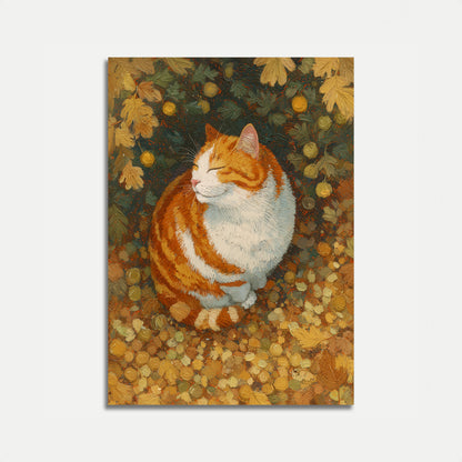 Ginger Cat in Flowers Poster