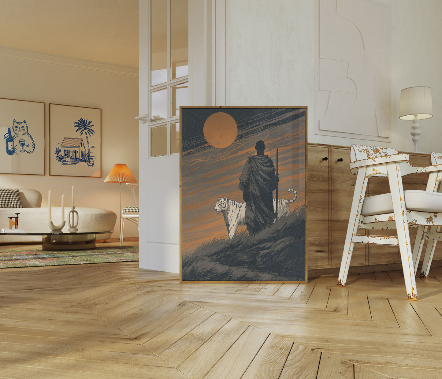 Warrior and White Tiger Poster