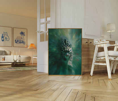 Sneeuwluipaard in beweging poster