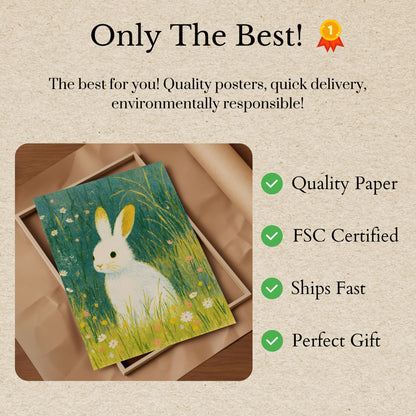 White Rabbit in Meadow Poster