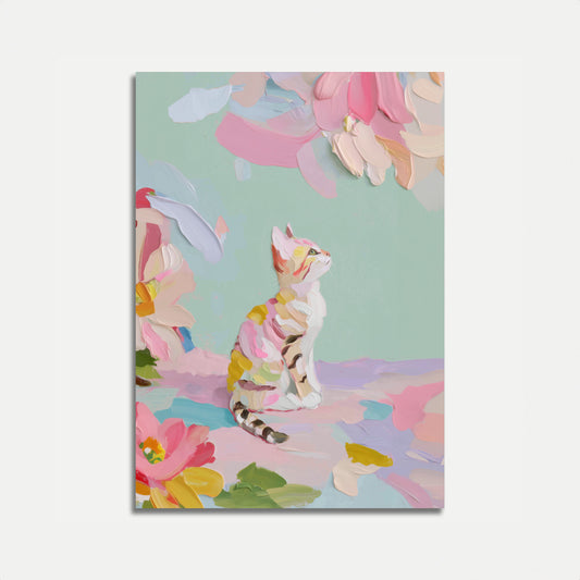 Pastel Cat in Floral Dream Poster