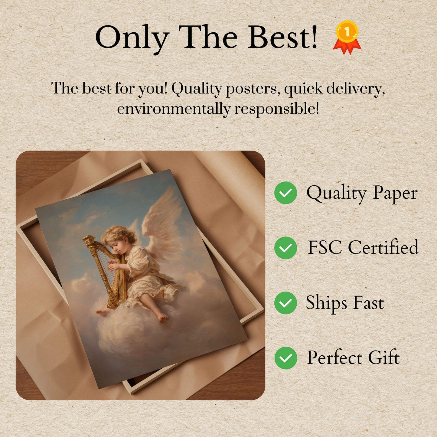 Heavenly Angel Harp Poster