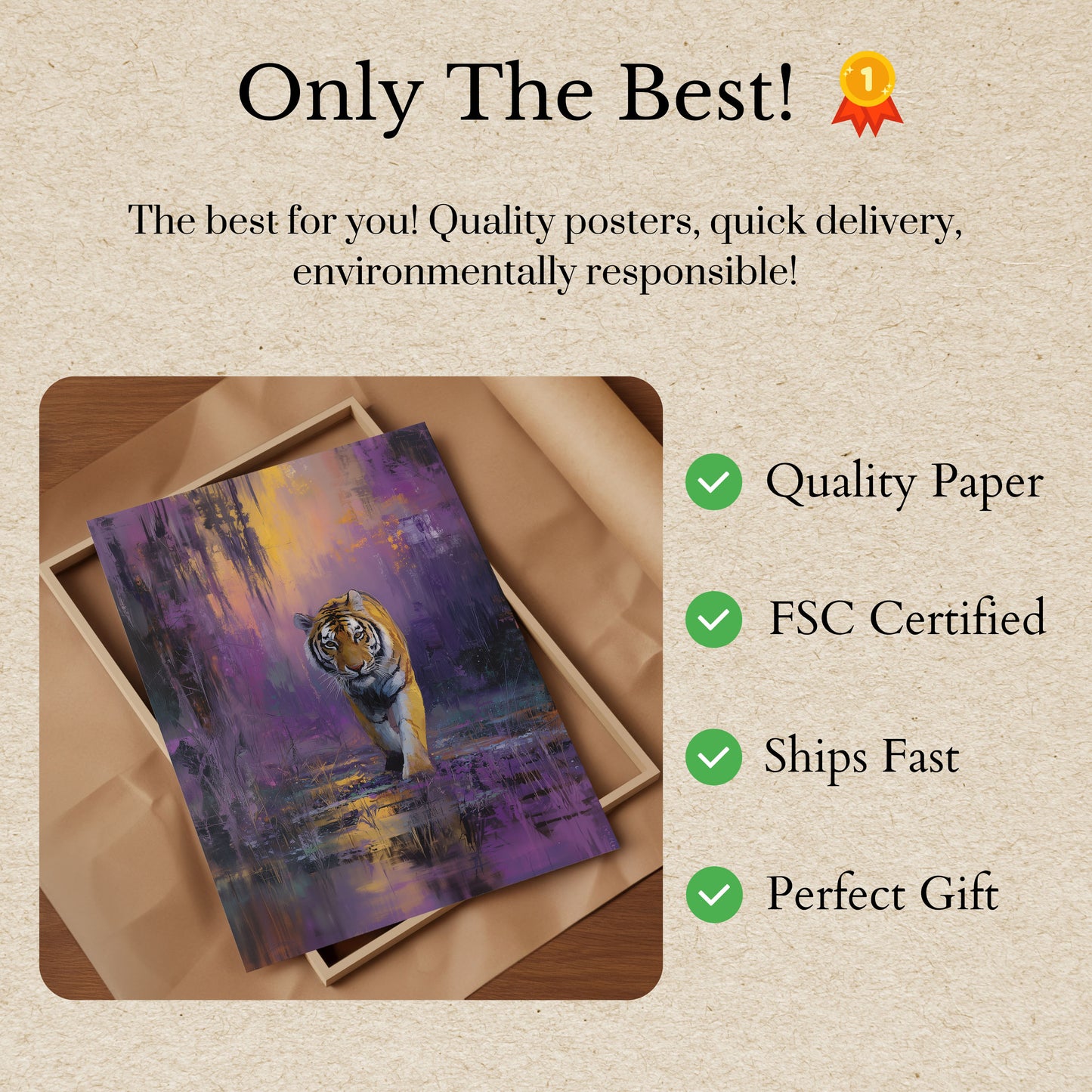 Mystic Tiger Purple Forest Poster