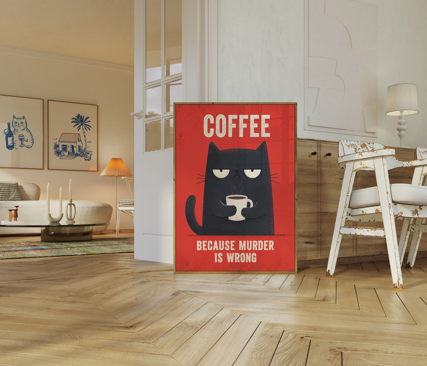 Coffee Cat Humor Poster