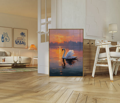 Serene Swan at Sunset Poster