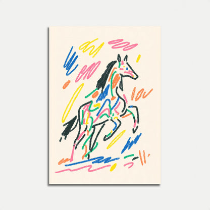 Cavallo Colorato in Movimento Poster