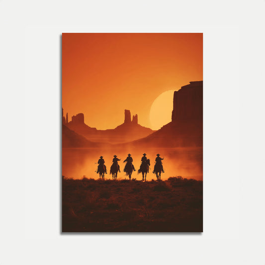 Sunset Cowboys Desert Ride Poster