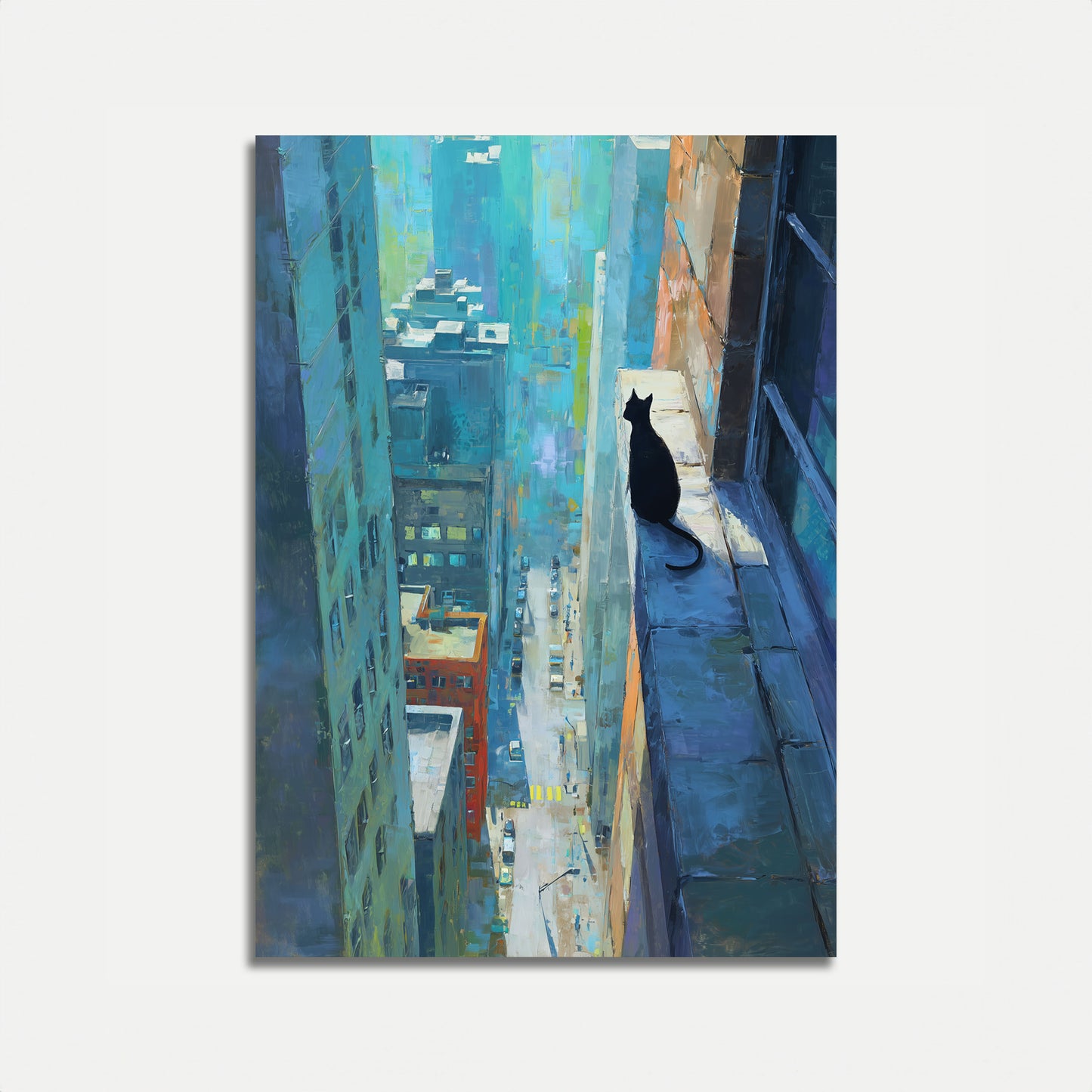 Urban Cat on Rooftop Poster