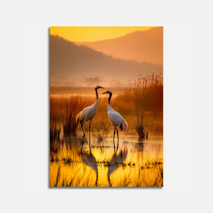 Elegant Cranes at Sunset Poster
