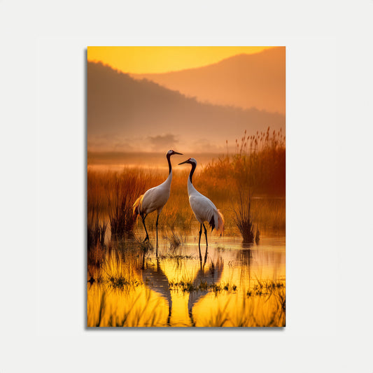 Elegant Cranes at Sunset Poster