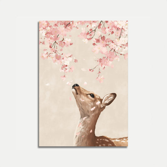 Hirsch greift nach Kirschblüten Poster