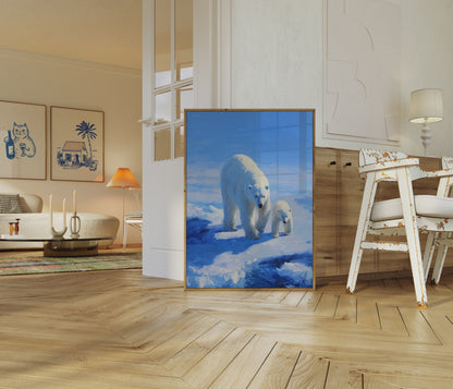 Polar Bear Mother and Cub Poster