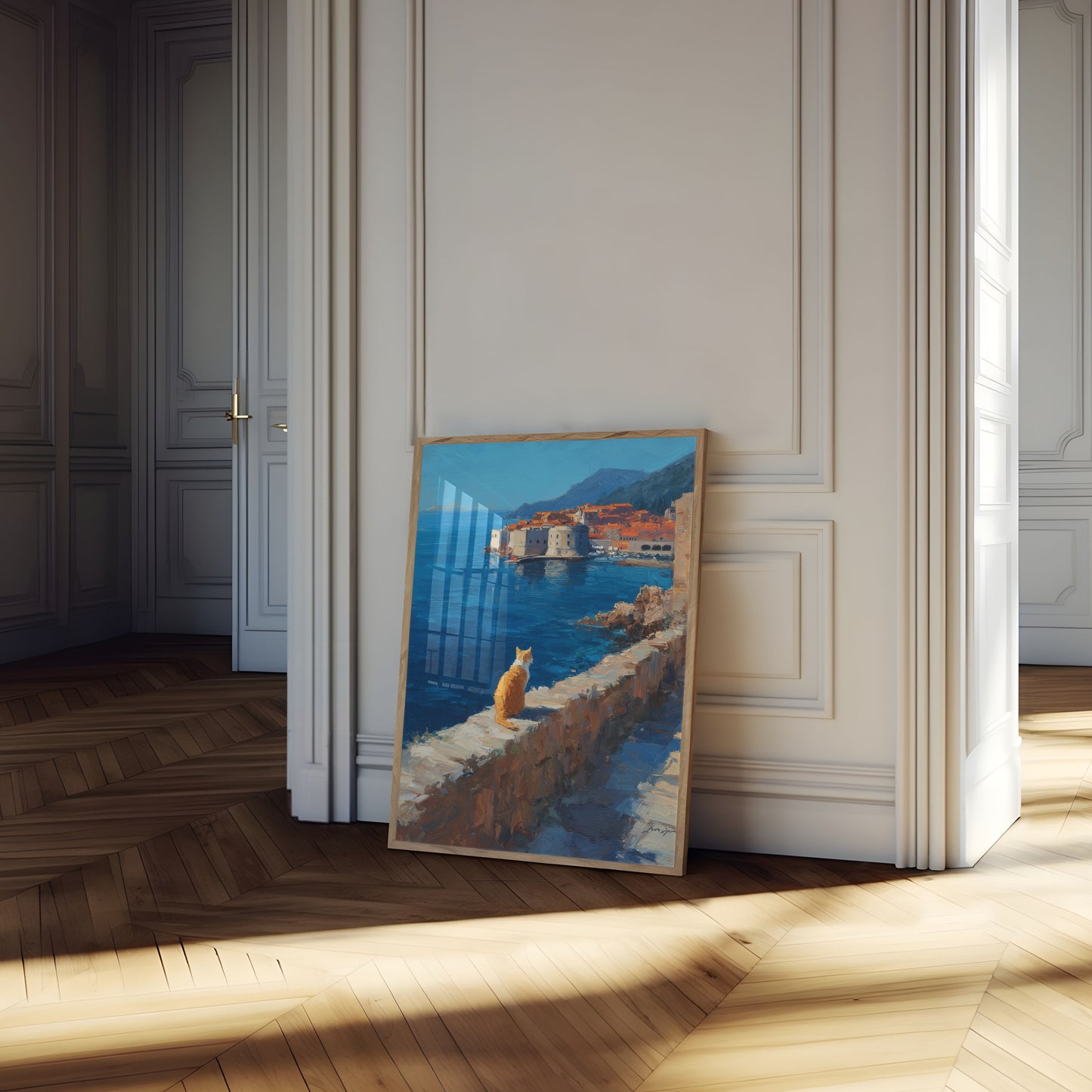 Orange Cat Overlooking Dubrovnik Poster