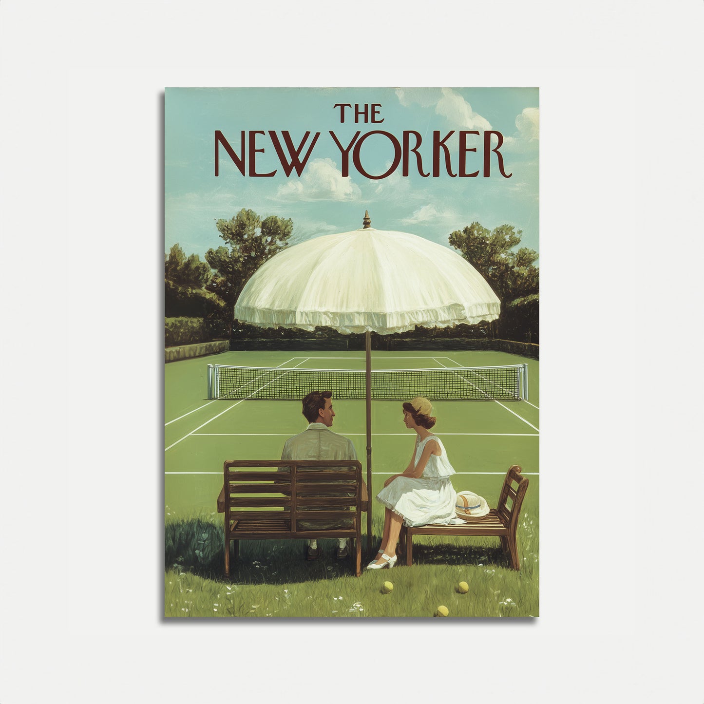 Vintage Tennis Court New Yorker Poster