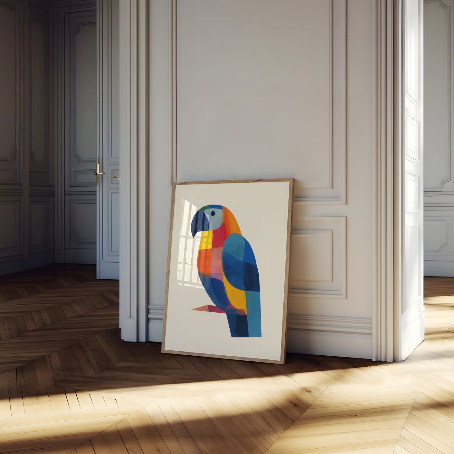 Colorful Geometric Parrot Poster