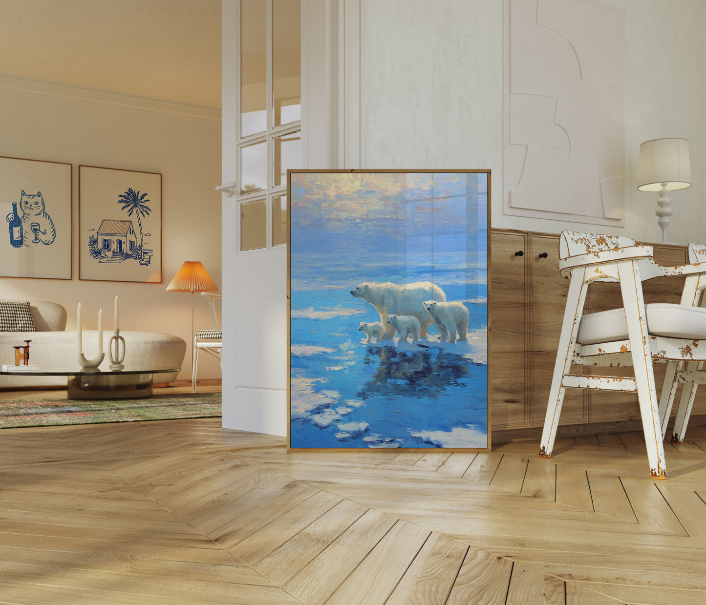 Polarbjörnsfamilj Arktisk Affisch