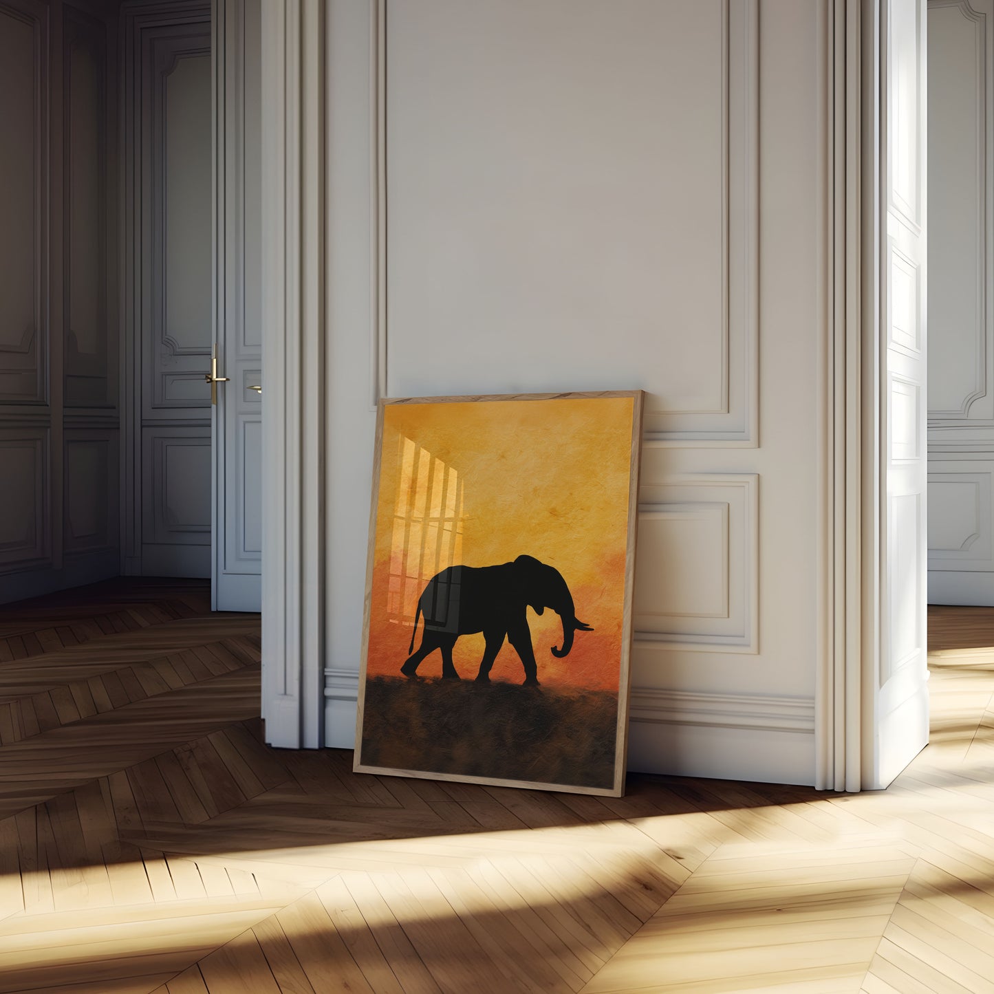 Sunset Silhouette Elephant Poster
