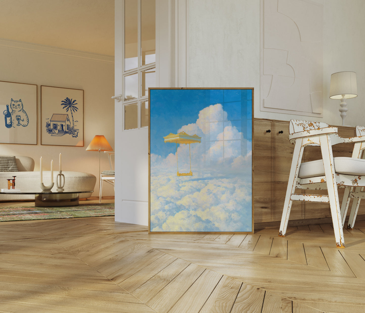 Golden Swing in the Clouds Poster