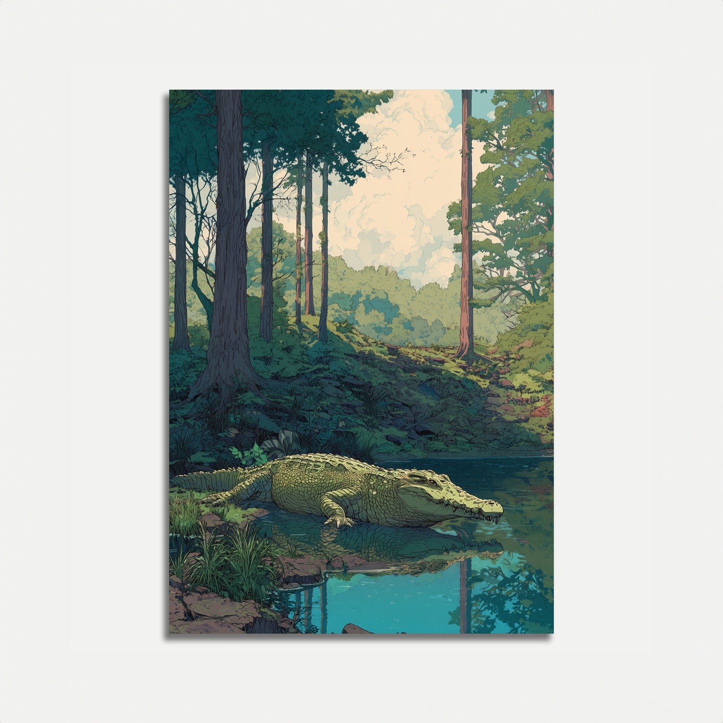 Póster del cocodrilo guardián del bosque