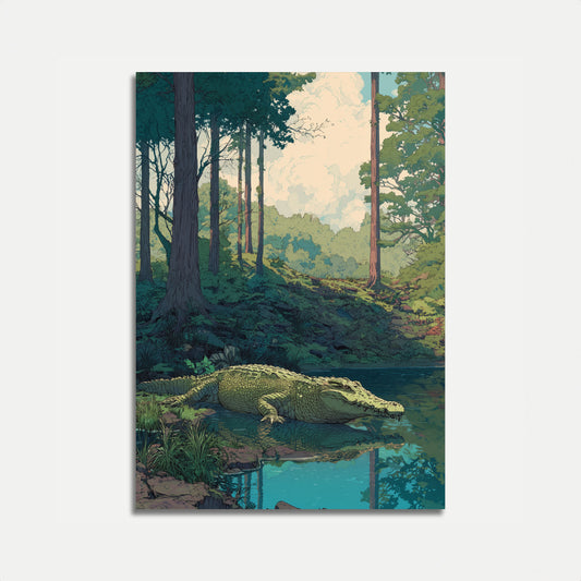 Póster del cocodrilo guardián del bosque