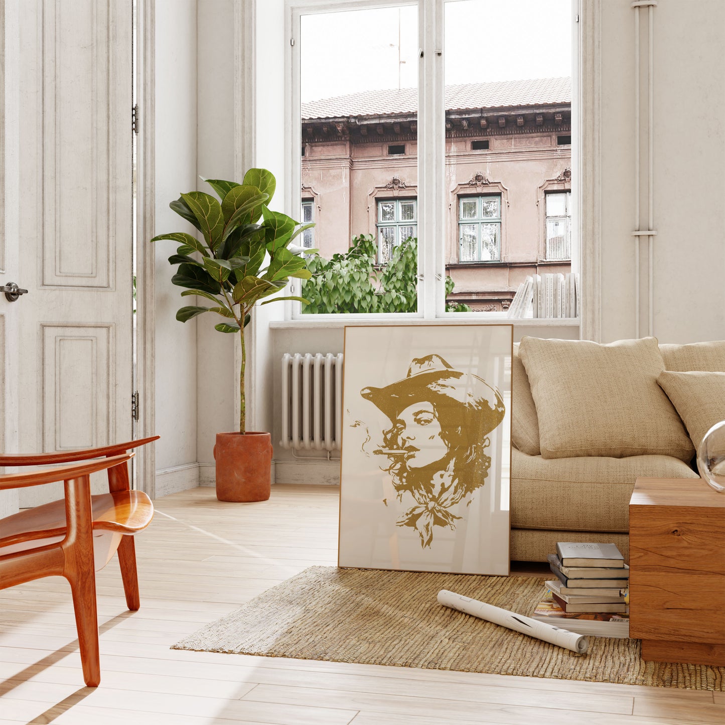 Cowboy Smoking Vintage Poster