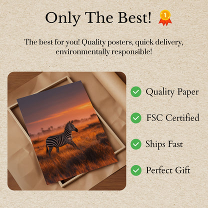 Sunset Savanna Zebra Poster