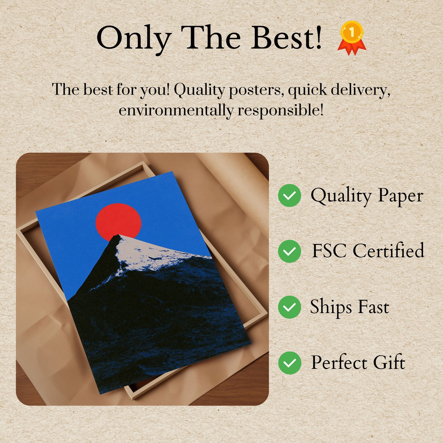 Snow-Capped Mountain Rising Sun Poster