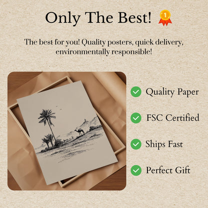 Desert Oasis Camel Landscape Poster