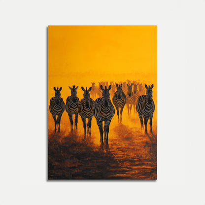 Zebras im goldenen Sonnenuntergang Poster