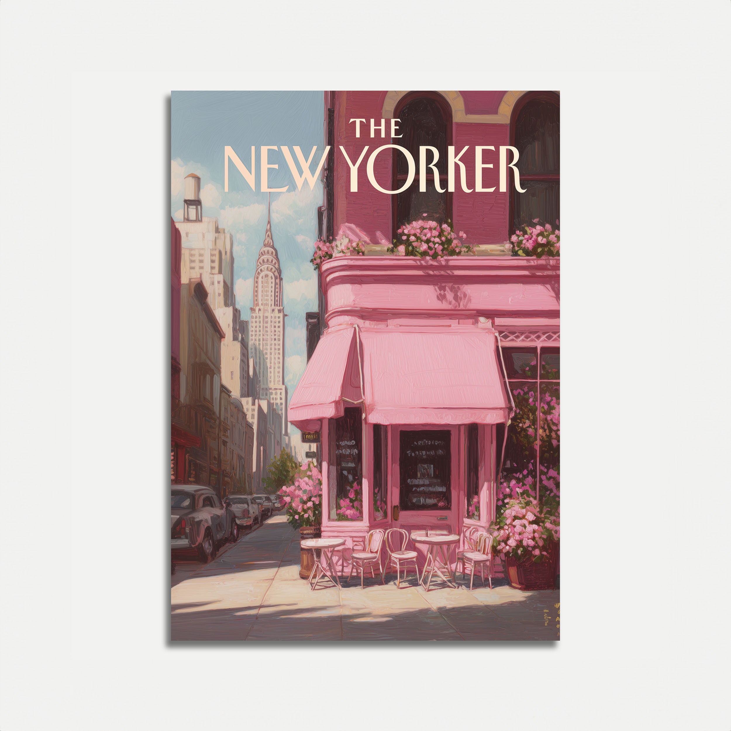 New York City Café Poster - Roze Stedelijk Landschapsprint – Artisout