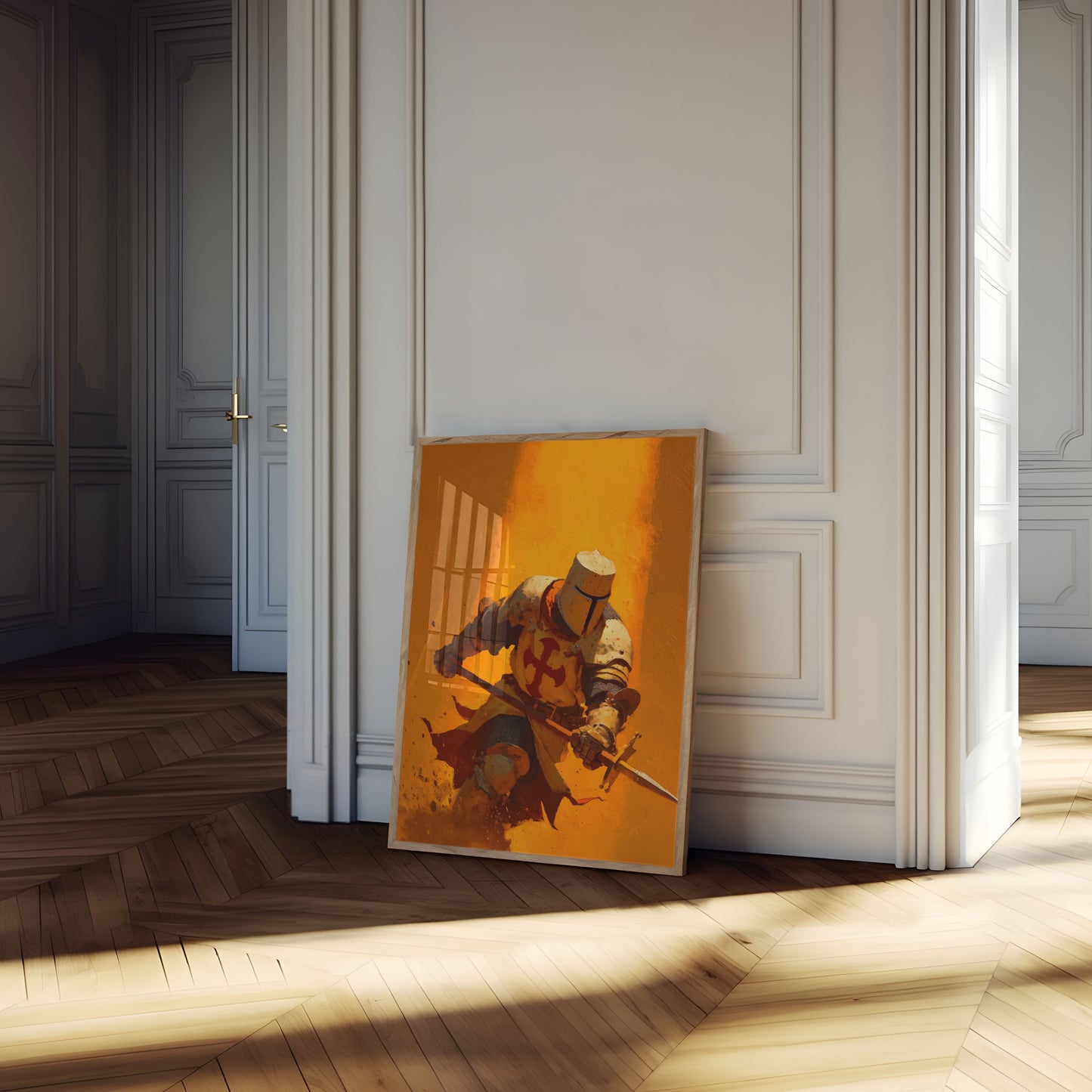 Medieval Knight in Flames Poster