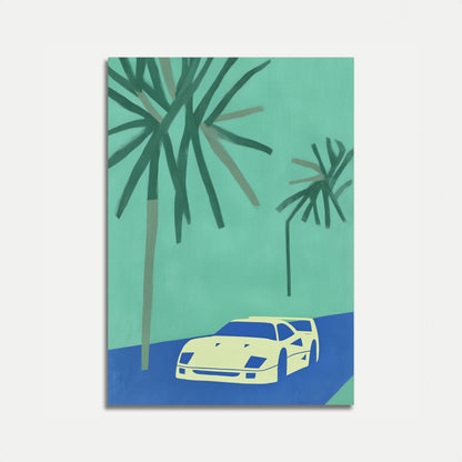 Retro Sportsbil Palme Plakat