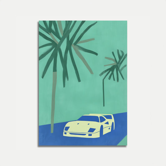 Retro Sportsbil Palme Plakat