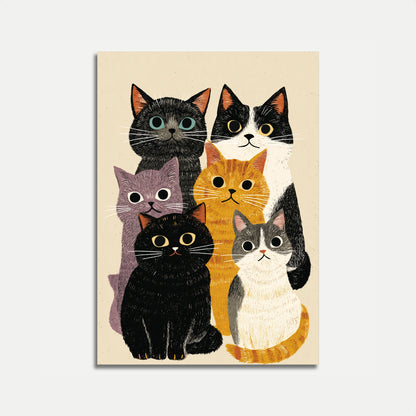 Colorful Cats Cluster Poster