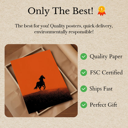 Wildpferd bei Sonnenuntergang Plakat