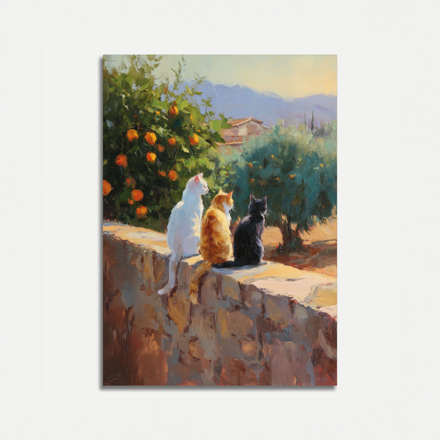 Drei Katzen Mittelmeer-Garten-Plakat