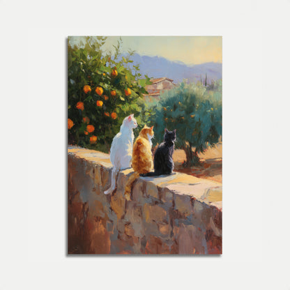 Drei Katzen Mittelmeer-Garten-Plakat