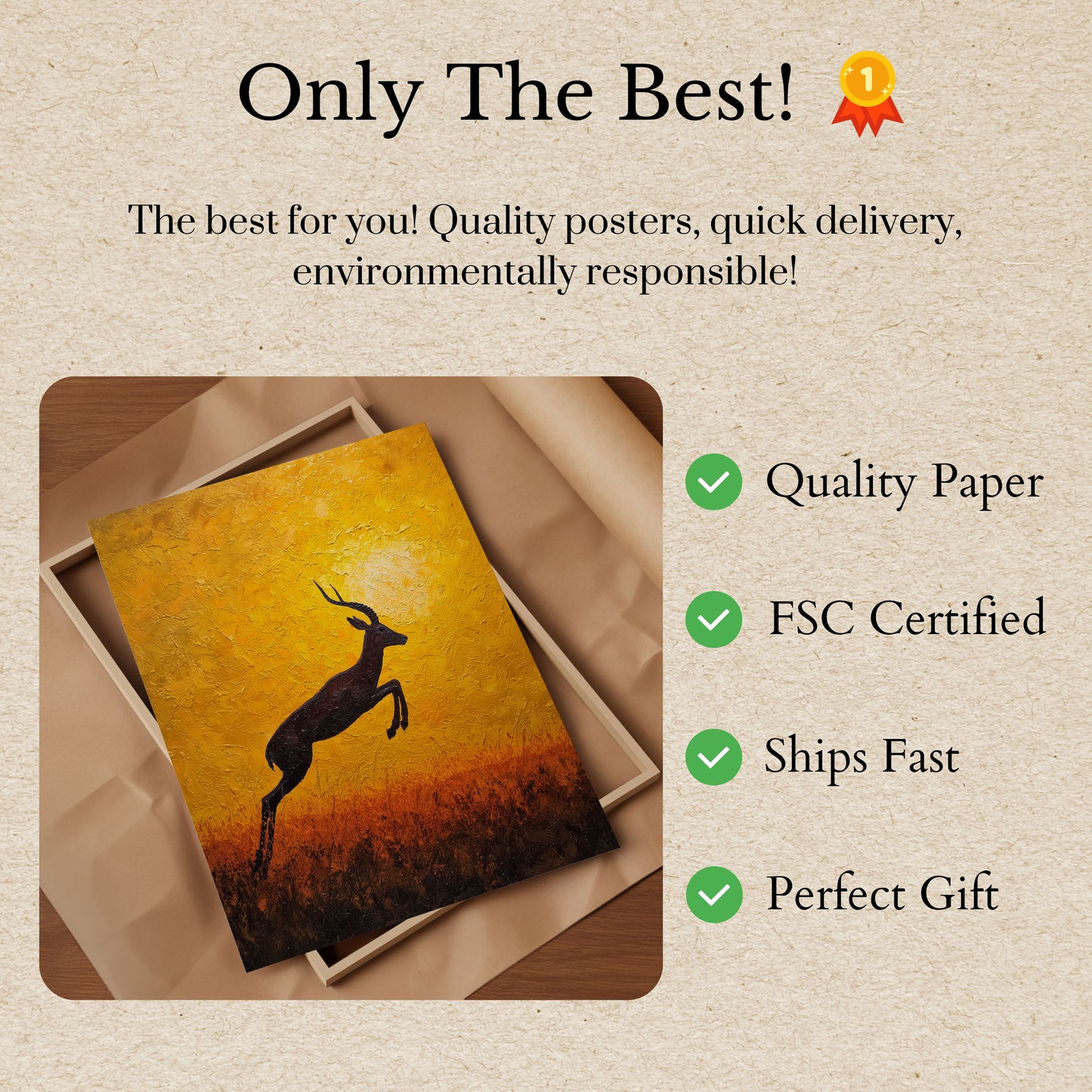 Leaping Antelope at Sunset Poster