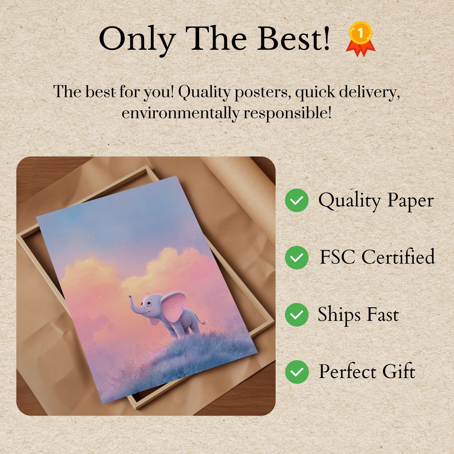 Dreamy Baby Elephant Poster