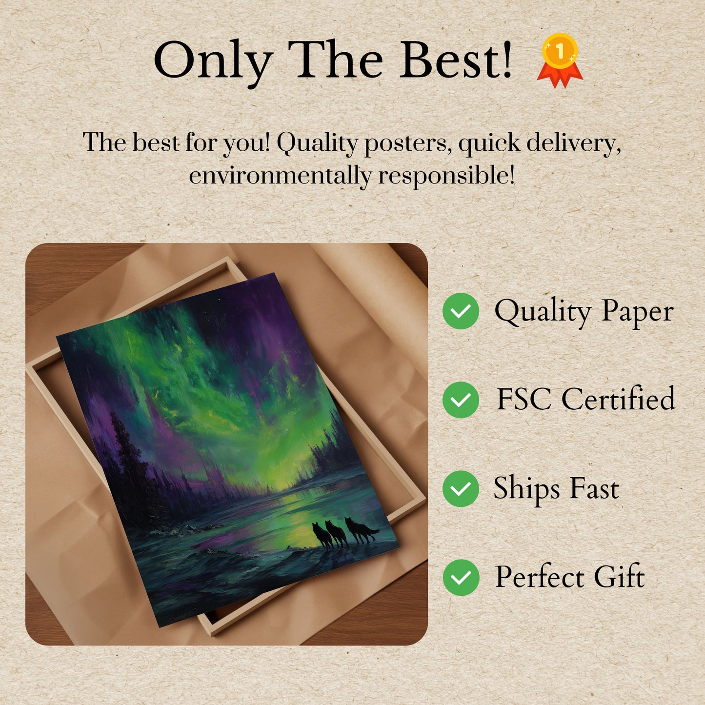 Lupi Sotto L'Aurora Boreale Poster