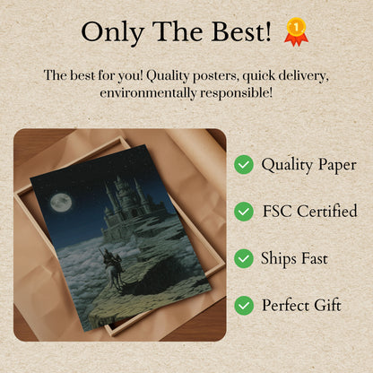 Moonlit Castle Knight Poster