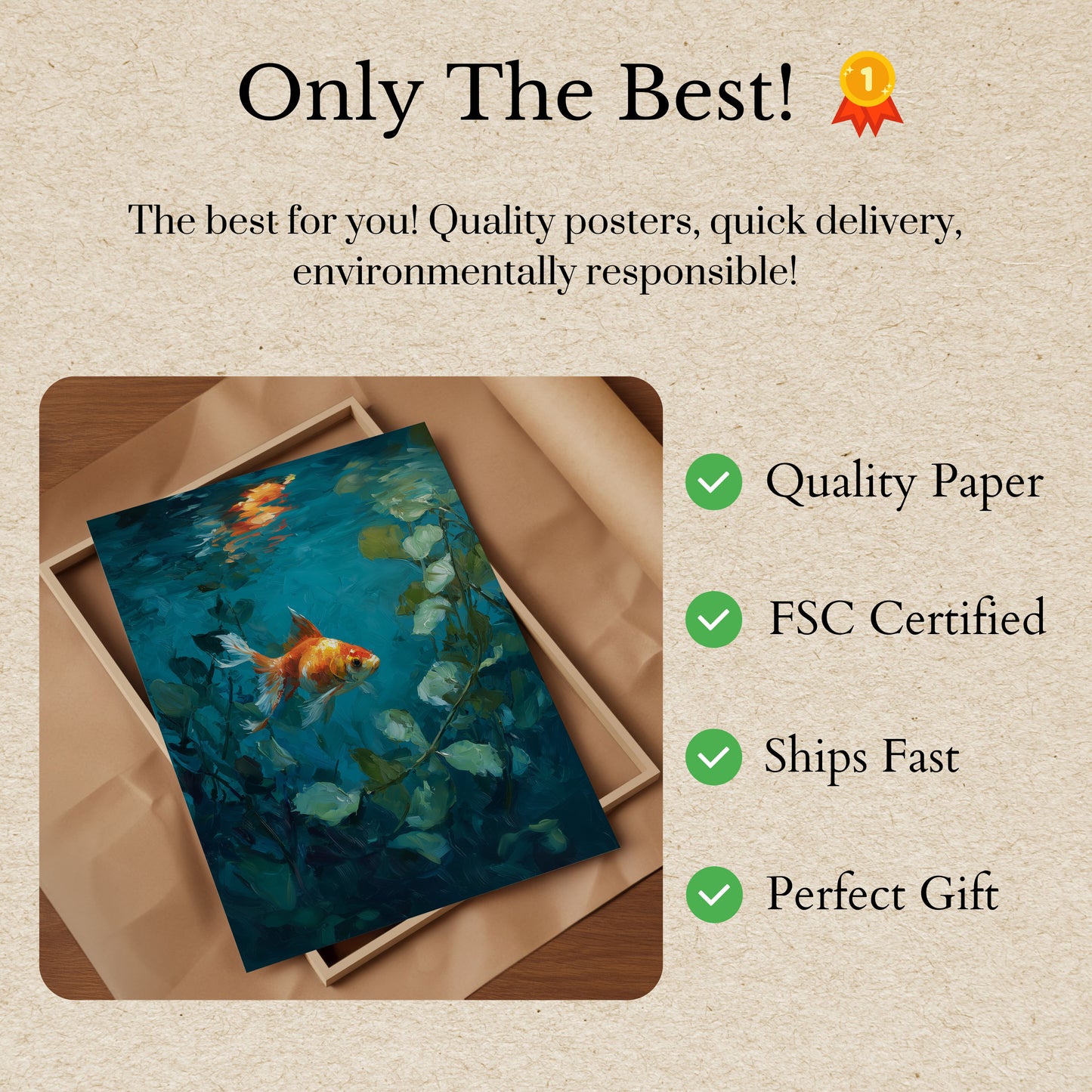 Golden Goldfish Underwater Poster