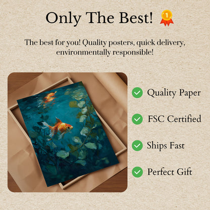 Golden Goldfish Underwater Poster