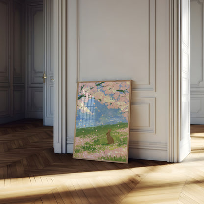 Póster de Conejo en Prado en Flor