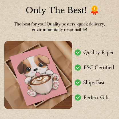 Cute Puppy Latte Love Poster