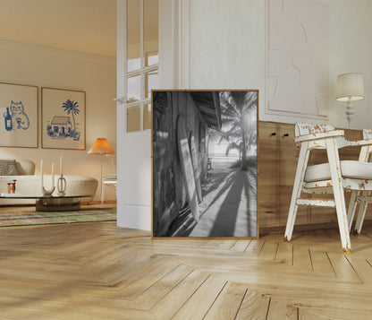 Póster de la Cabaña de Tabla de Surf en la Playa